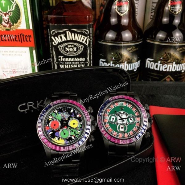 Rolex Daytona Rainbow Replica Blacksteel Graffiti Face 43mm 7