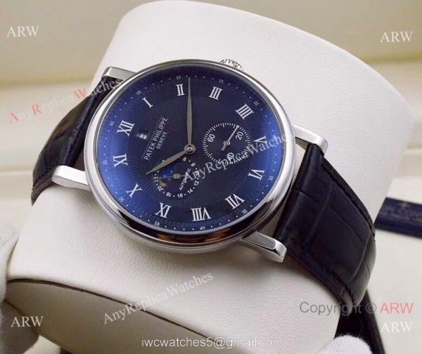2019 Replica Patek Philippe Moon Phase SS Black Dial Watch 7