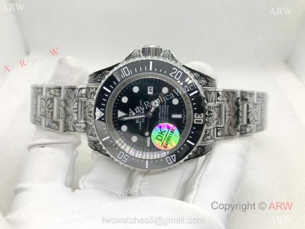 44mm Rolex Deepsea Black Replica Watch Tattoo Case 7