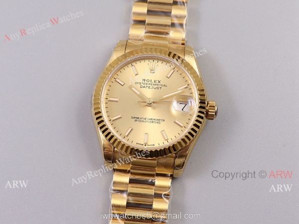 (TW Factory) Rolex Datejust 31mm Midsize Watch Yellow Gold President 7