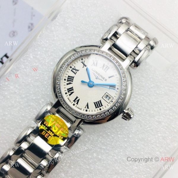 (VSF) Swiss Copy Longines PrimaLuna Stainless Steel Diamond Watch 7