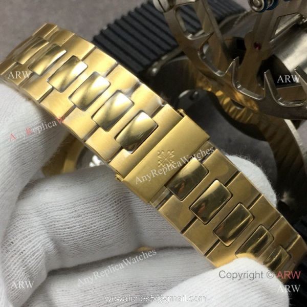 Grade 1A Replica Patek Philippe Nautilus GB Factory Cal.324 Yellow Gold Black Dial Watch 7
