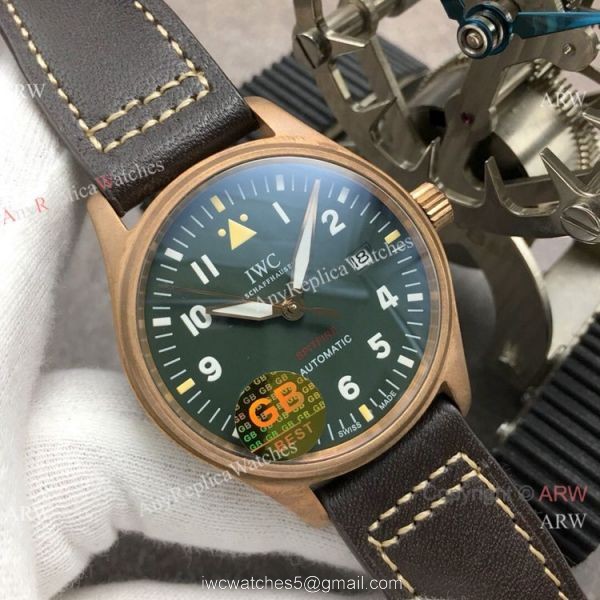 Super Clone IWC Big Pilots Spitfire Bronze Green Dial Watch Swiss 9015 7