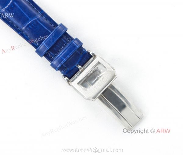 Swiss 7750 IWC Schaffhausen Portuguese Replica Watch SS Blue Leather Strap 7