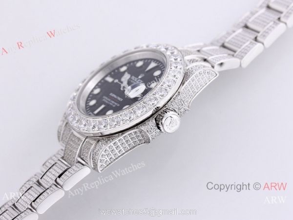 Rolex Submariner Green Dial Iced Out Watch Best Chinese Replica Watches 7