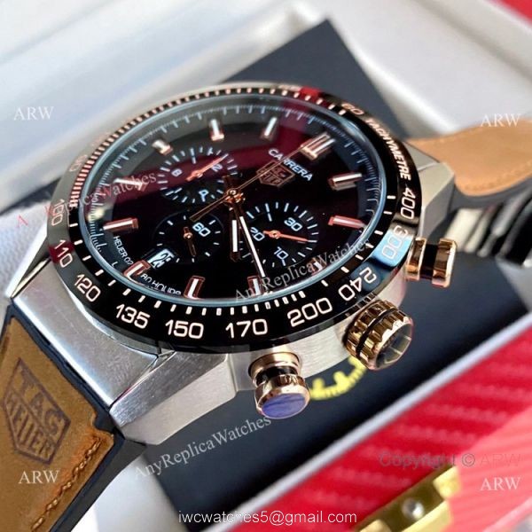 New Replica Tag Heuer Carrera Heuer 02 Watches Black Leather Strap 7