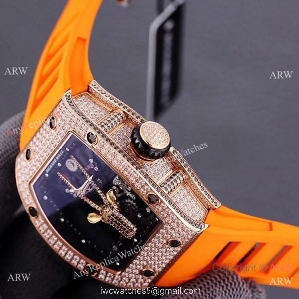 Swiss Quality Replica Richard Mille Goat Mask Automatic Watches Rose Gold 7