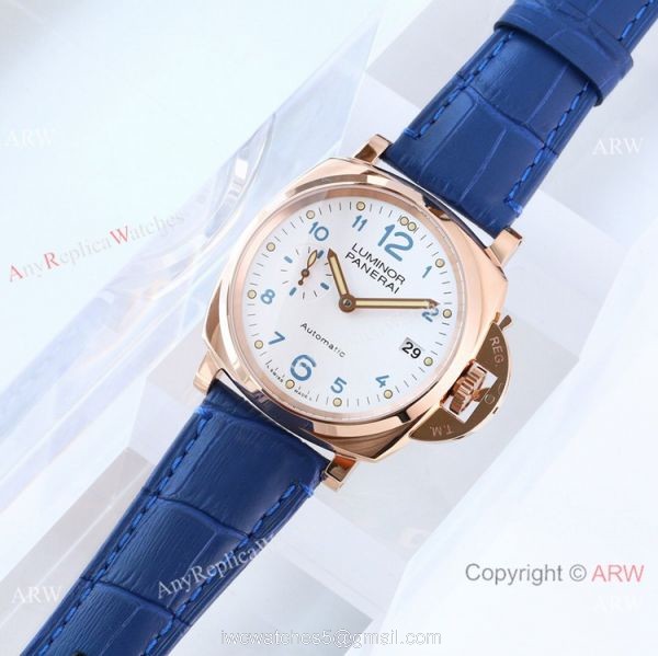 (VS) Swiss Panerai Luminor PAM756 Rose Gold White Face Watch 7