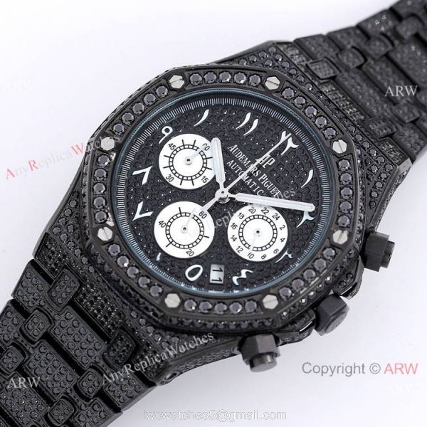 Solid Black Audemars Piguet Ice Royal Oak Replica Watch 15400 7