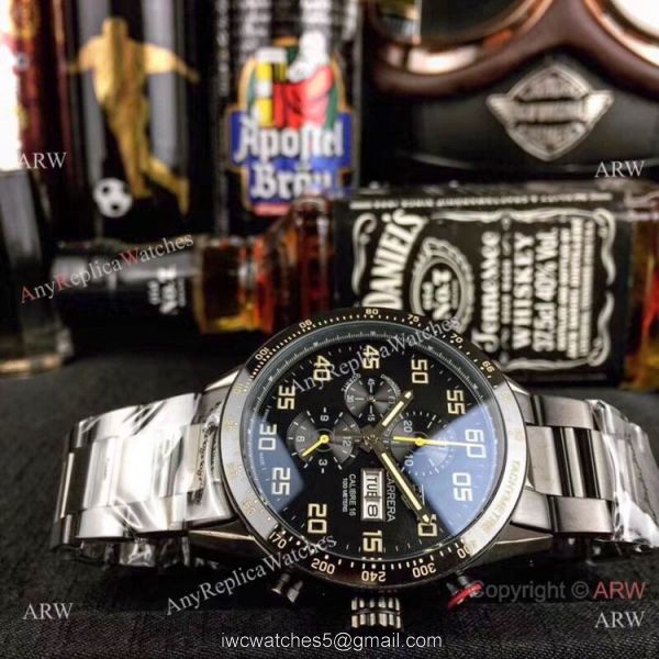 Replica Tag Heuer Carrera Calibre 16 Chrono Watches Black Steel 7