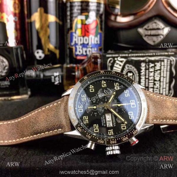Stainless Steel Black Dial Tag Heuer Carrera Calibre 16 Replica Watch 7