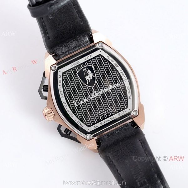 New Copy Lamborghini Spyder 9004 Chrono Watch Rose Gold Black Bezel 7