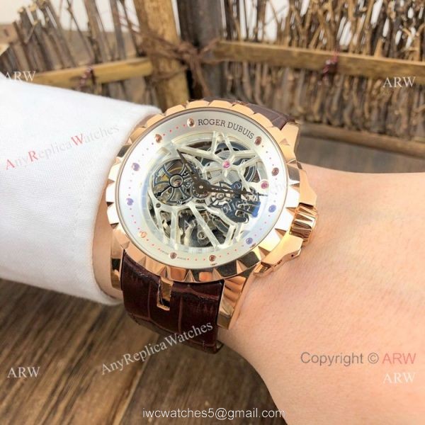 New Replica Roger Dubuis Excalibur Skeleton Watch Rose Gold Case 7