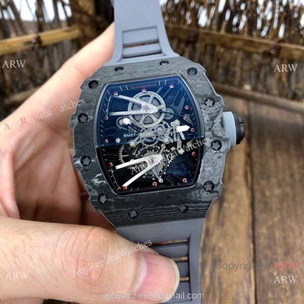 Swiss Quality Richard Mille Rm27-02 Copy Watches Carbon Green Rubber Strap 7