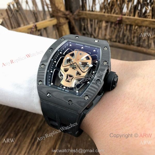 Swiss Quality Richard Mille RM52-06 Rose Gold SKULL Dial Watches Carbon Case 7
