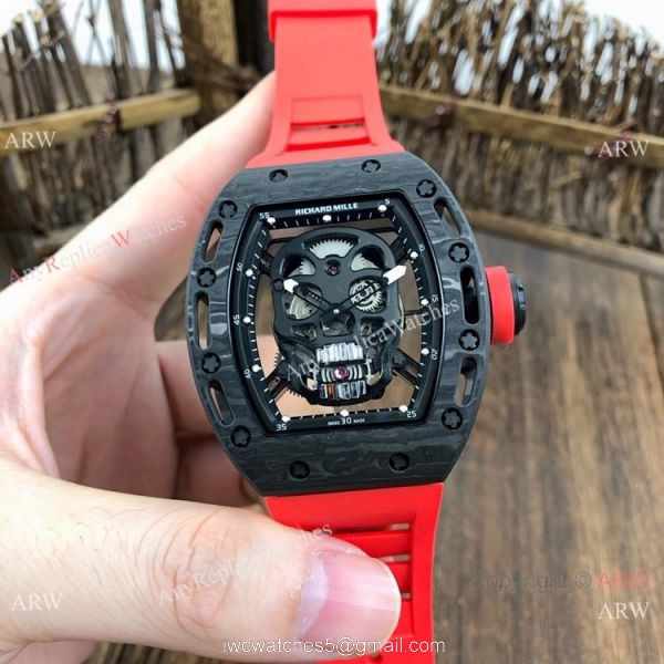 Best Quality Copy Richard Mille Rm052 CarbonWhite Watch New Skull Dial 7