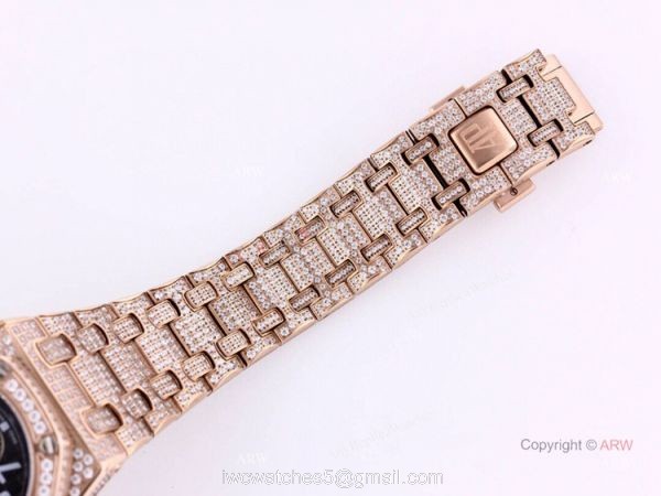 Audemars Piguet Royal Oak Rose Gold Blue Chronograph Dial Mens Watch Replica For Sale 7