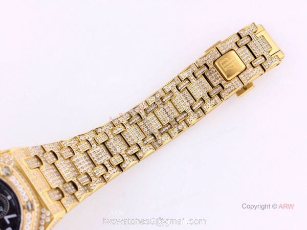 Best Replica Audemars Piguet Ice Royal Oak White Dial Yellow Gold AP Watch 7
