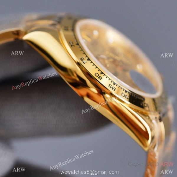 Swiss Quality Replica Rolex Daytona Watch 40mm Gold Diamond Dial Black Ceramic Bezel 7