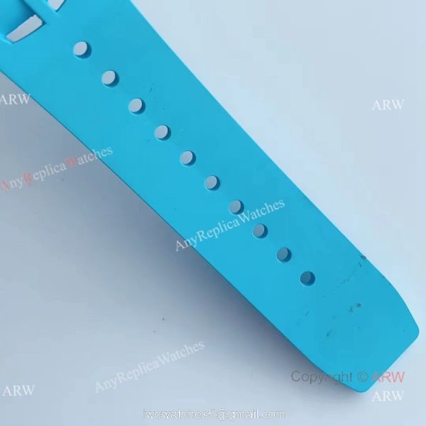 KV Factory V2 Upgraded Knockoff Richard Mille RM011 Carbon Watch With Blue Rubber Bracelet 7