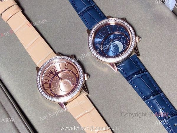 New Replica Jaeger-Lecoultre Rendez-Vous Moon Serenity Rose Gold Blue Dial Diamond Watch 36mm 7