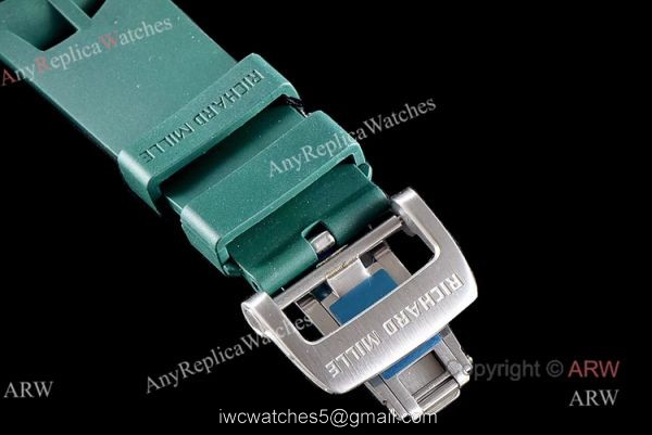 KV Factory Knockoff Richard Mille Green Rubber White Ceramic Replica Watch RM11-03 7
