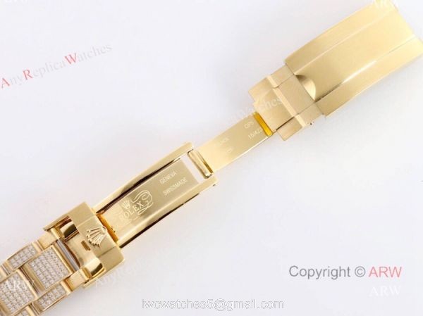 Best Replica Gold Rolex Submariner Date Black Dial All Diamond Watches For Men 7