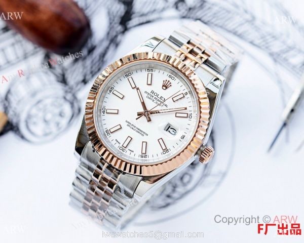 NEW UPGRADED Rolex Datejust II 41 Watch Replica Two Tone Rose Gold White Dial 7