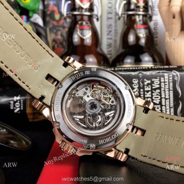 Roger Dubuis Excalibur Spider Men Watches Rose Gold Skeleton Face 7