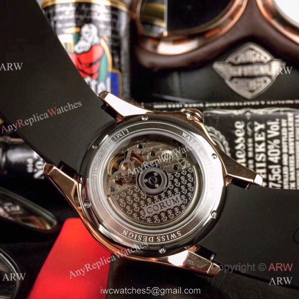 AAA Replica Corum Bubble Skull Watch Rose Gold &8216;Tattoo Rubber Strap 7