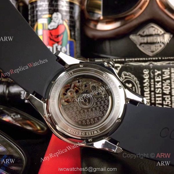 AAA Replica Corum Bubble Skull Watch Stainless Steel Tattoo Blue Dial 7