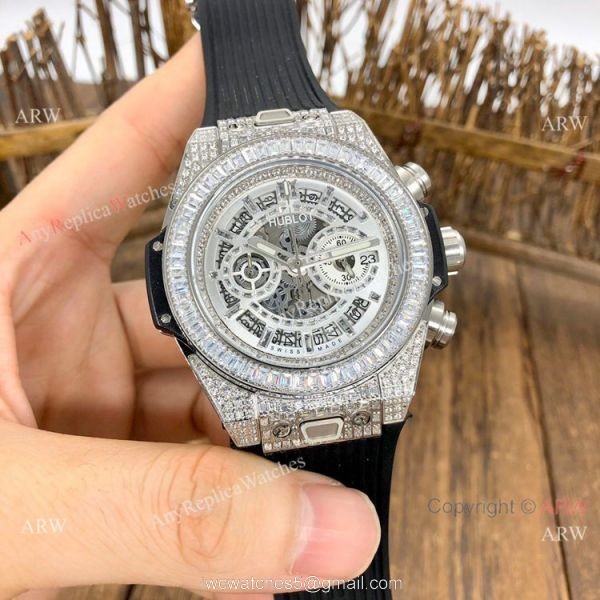 Top Replica Hublot Big Bang Unico Sapphire Full Diamond Watch 45mm 7