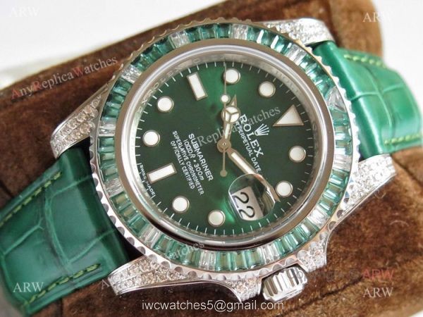 Noob Rolex Submariner Green Diamond Bezel Replica Watches 904L 7