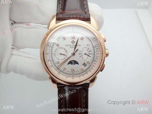 Grade 1A Replica Patek Philippe Geneve Complications Rose Gold SWISS 9100 Watch 42mm 7