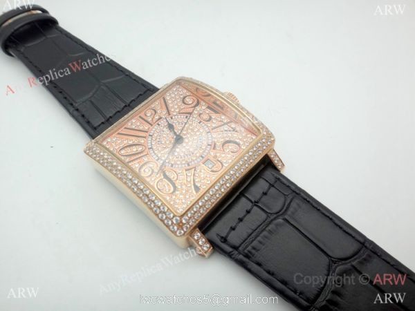 Replica Franck Muller Master Square Watch Rose Gold Full Diamond Automatic 7