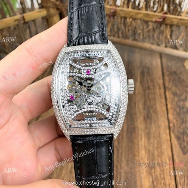 Copy Franck Muller Geneve Skeleton Watch Rose Gold Diamond 7