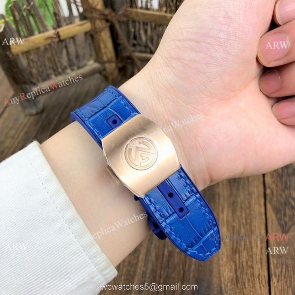 Fake Franck Muller Yachting Chronograph Men Watch Rose Gold and Blue 7