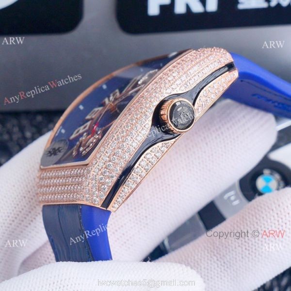 Best Replica Franck Muller Vanguard Yachting v45 Diamond Rose Gold Dial Watches 7