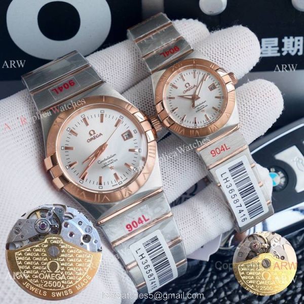 AAA Replica Omega Couple Watch Omega Constellation Diamond Bezel Automatic Watches 7