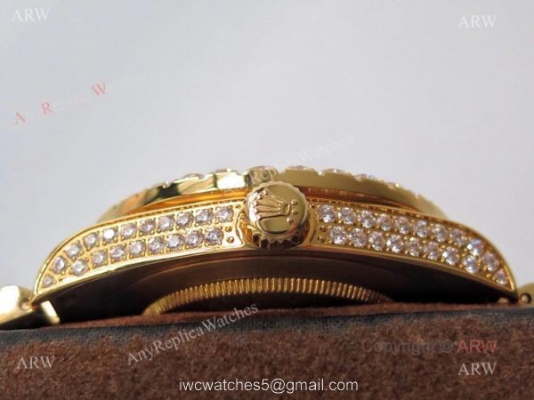 Best Replica Rolex Day-Date 40 Yellow Gold Full Diamond Watch 7