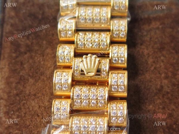 Mens Rolex Day Date Replica Watch Asian 2836 Red Face Rolex Iced Out Watch 7