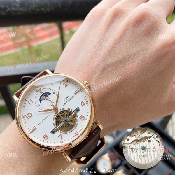 Copy IWC Portuguese Tourbillon Moonphase Rose Gold Watches 7