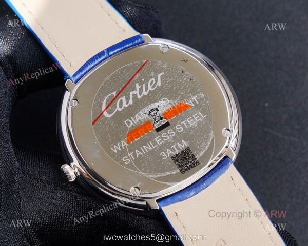 High Quality Replica Diamond Cartier Panth?Re Watch With Cartier Blue Leather Strap 7