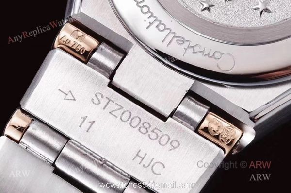 GF Factory Swiss Replica Omega Constellation Two Tone Rose Gold Diamond Watch With Black Aventurine Dial 7