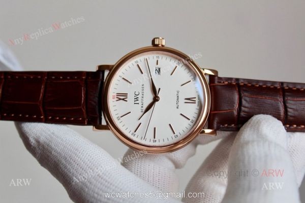 Best Replica IWC Schaffhausen Portofino White Dial Rose Gold Automatic Watch 7