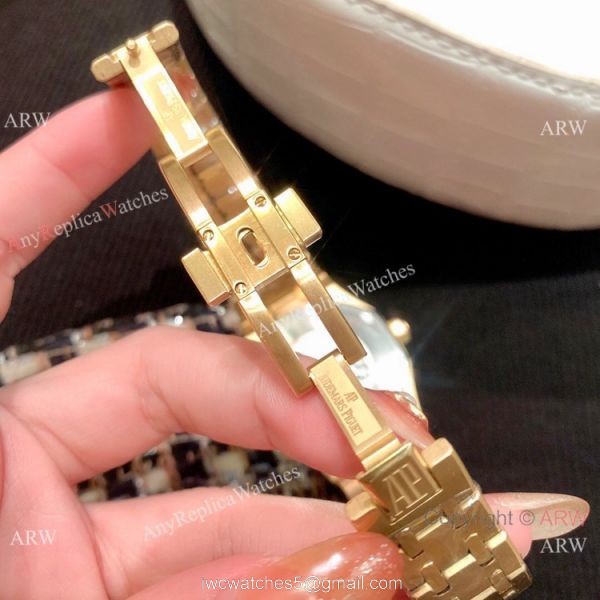 Clone Audemars Piguet Royal Oak Women Watch Diamond Bezel All Gold 7