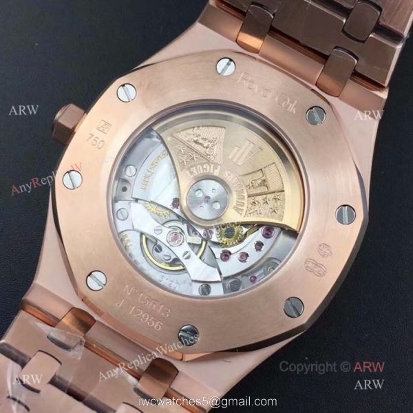 BF Swiss Replica Audemars Piguet Royal Oak Rose Gold Black Dial AP 15400 Watch 7