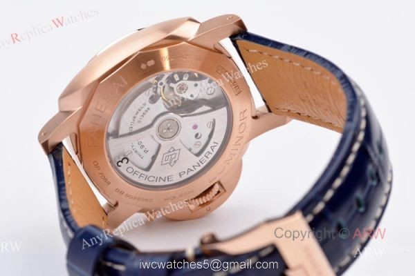 New VS Factory Panerai Luminor Marina PAM 1112 Rose Gold Blue Dial Replica Watches 7