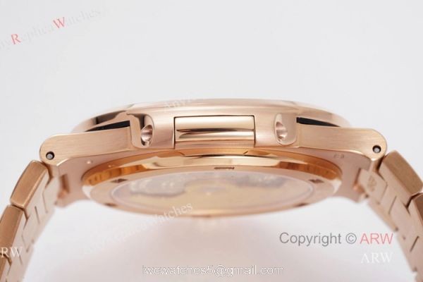 (PPF) V4 Version Swiss Replica Rose Gold Patek Philippe Nautilus Diamond Watches With Gray Dial 7