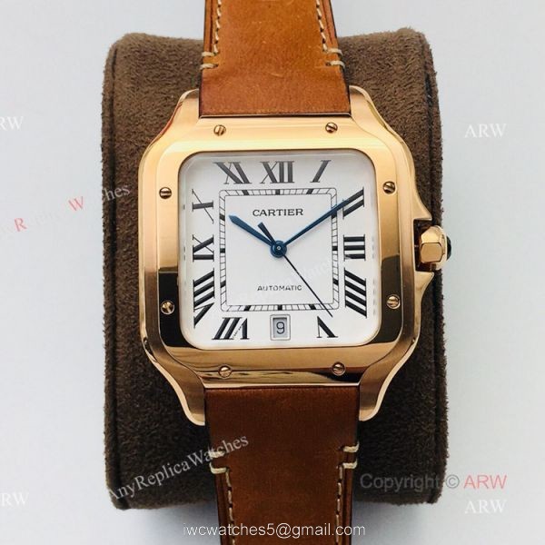 1:1 Copy BV Factory Replica Cartier Santos Rose Gold Watches With SmartLink QuickSwitch Band 7